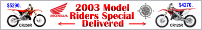 special delivered package pricing on off road bikes from Honda